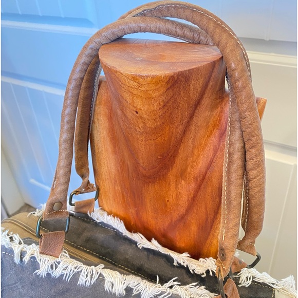 Myra Handbag Canvas, Cotton Patterned With Hide Fabric - Picture 8 of 16